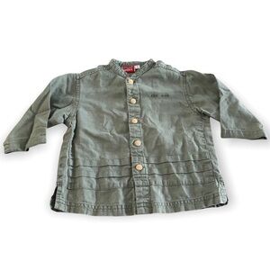 🎉3 For 15$🎉Mexx Green Linen Cotton Tunic Button Down Size 18 Months